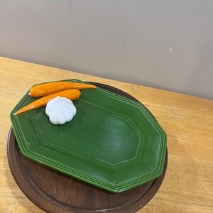 Vtg 1986 Ron Gordon Designs Italy Green Ceramic Vegetable Platter Garlic Carrots
